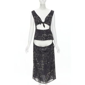 Yohji Yamamoto pixelated floral paisley cut out dress